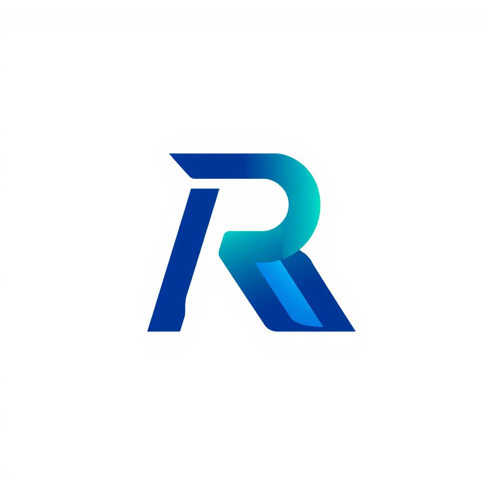 A modern and sleek logo design for the letter 'R', featuring a minimalist style with bold lines and a dynamic shape