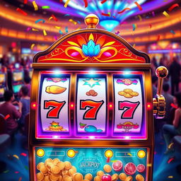 A visually stunning slot machine, featuring vibrant colors and intricate designs