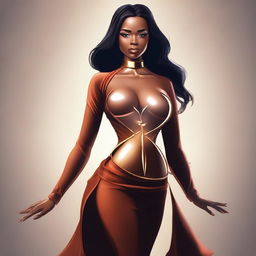 A high-quality digital art piece showcasing a woman with an hourglass figure