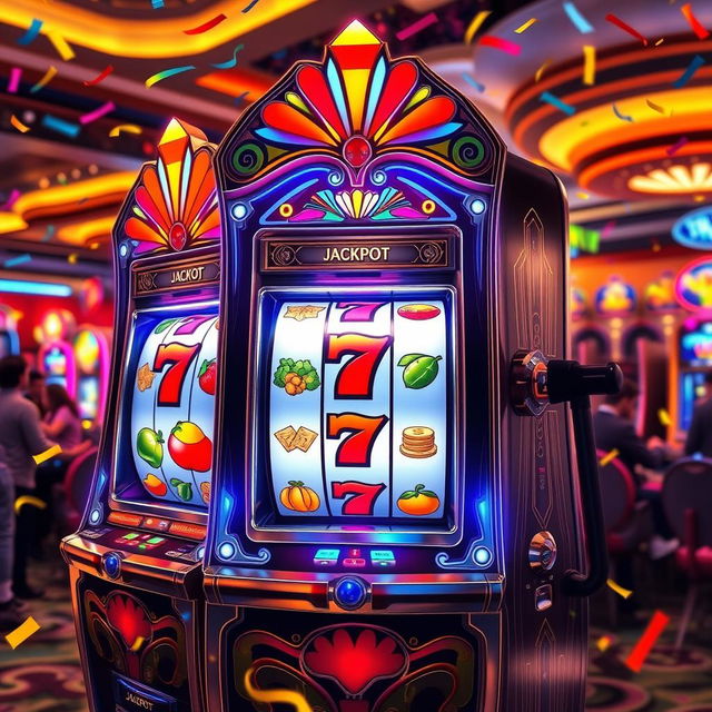 A visually stunning slot machine, featuring vibrant colors and intricate designs