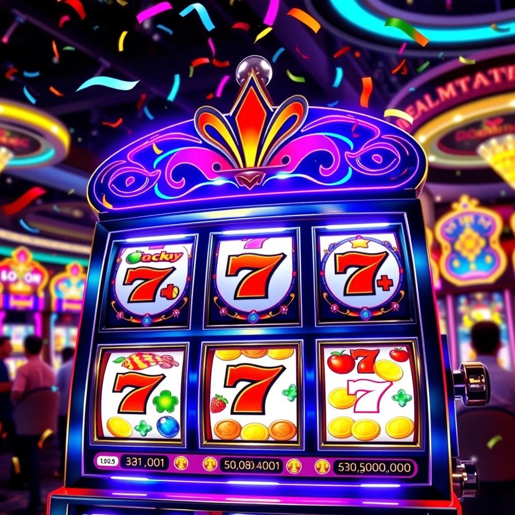 A visually stunning slot machine, featuring vibrant colors and intricate designs