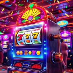 A visually stunning slot machine, featuring vibrant colors and intricate designs