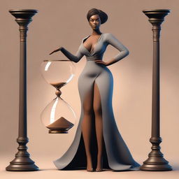 A high-quality digital art piece showcasing a woman with an hourglass figure