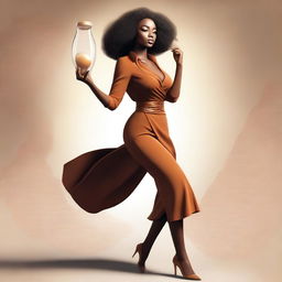 A high-quality digital art piece showcasing a woman with an hourglass figure