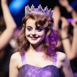 A high-quality, lifelike photograph of a 17-year-old girl, bearing a resemblance to Helena Bonham Carter