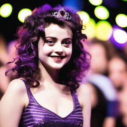 A high-quality, lifelike photograph of a 17-year-old girl, bearing a resemblance to Helena Bonham Carter