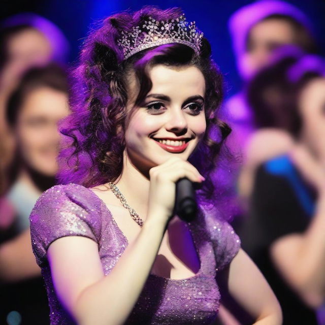 A high-quality, lifelike photograph of a 17-year-old girl, bearing a resemblance to Helena Bonham Carter