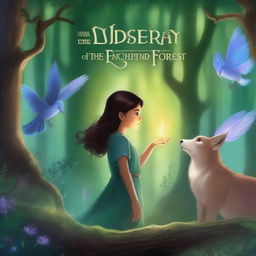 A high-quality, digitally painted book cover for 'Whispers of the Enchanted Forest'