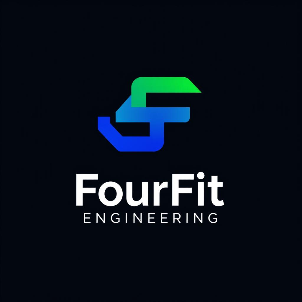 A modern logo design for 'FourFit Engineering', embodying innovation and strength