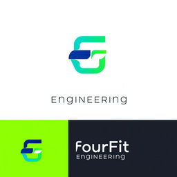 A modern logo design for 'FourFit Engineering', embodying innovation and strength