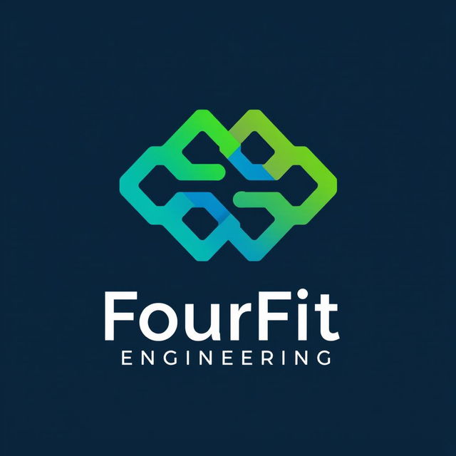 A modern logo design for 'FourFit Engineering', embodying innovation and strength