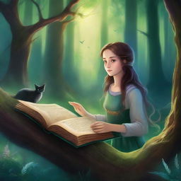 A high-quality, digitally painted book cover for 'Whispers of the Enchanted Forest'