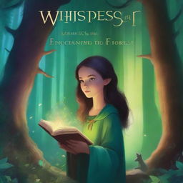 A high-quality, digitally painted book cover for 'Whispers of the Enchanted Forest'