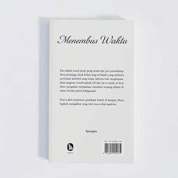 The back cover of the book 'Menembus Waktu' featuring a clean white background