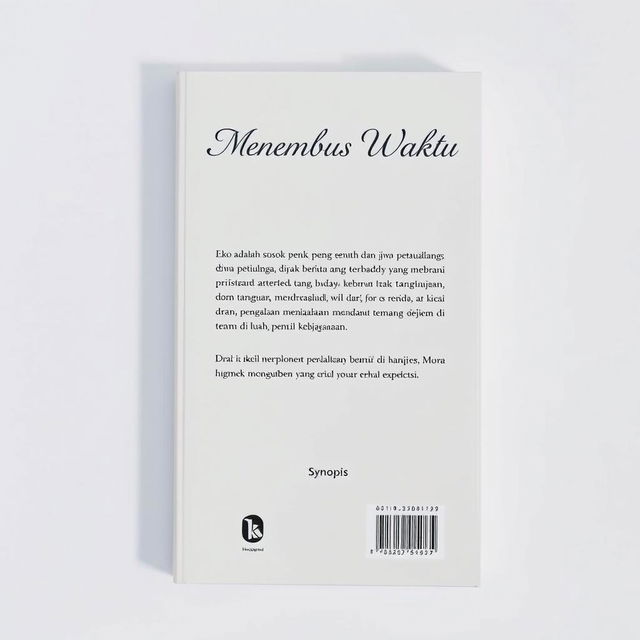 The back cover of the book 'Menembus Waktu' featuring a clean white background