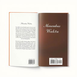 The back cover of the book 'Menembus Waktu' featuring a clean white background