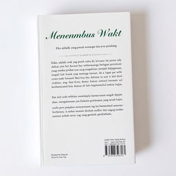 The back cover of the book 'Menembus Waktu' featuring a clean white background