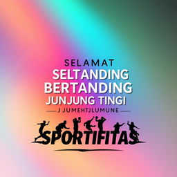 An elegant banner design for a sporting event with the phrase 'SELAMAT BERTANDING JUNJUNG TINGGI SPORTIFITAS' prominently displayed