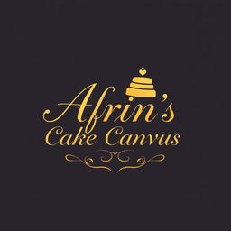 A luxurious and attractive logo design for a bakery named 'Afrin's Cake Canvas'