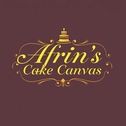 A luxurious and attractive logo design for a bakery named 'Afrin's Cake Canvas'