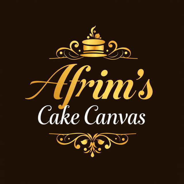 A luxurious and attractive logo design for a bakery named 'Afrin's Cake Canvas'