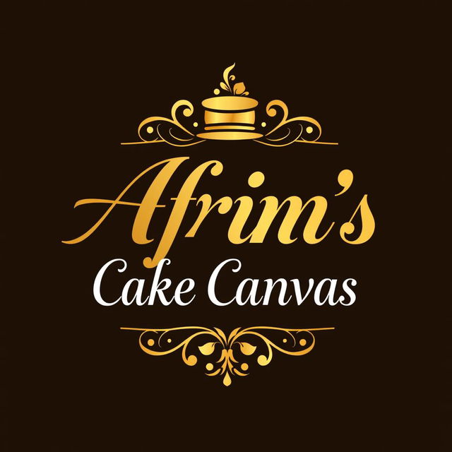 A luxurious and attractive logo design for a bakery named 'Afrin's Cake Canvas'