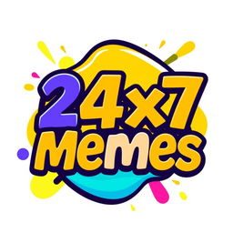 A vibrant and eye-catching profile logo for a meme page named "24X7 Memes"
