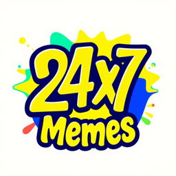 A vibrant and eye-catching profile logo for a meme page named "24X7 Memes"
