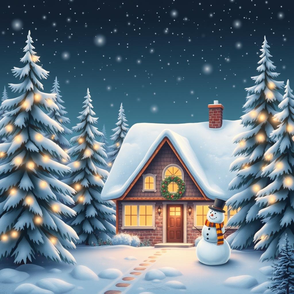 A beautiful and aesthetic Christmas wallpaper featuring a cozy winter scene