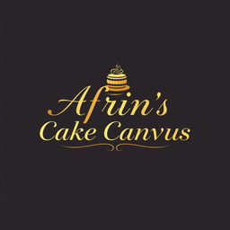 A luxurious and attractive logo design for a bakery named 'Afrin's Cake Canvas'
