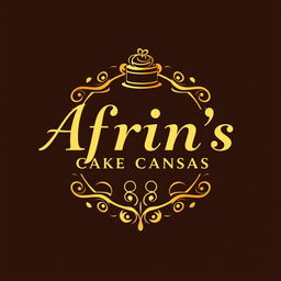 A luxurious and attractive logo design for a bakery named 'Afrin's Cake Canvas'