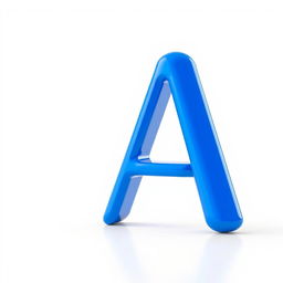A 3D rotating letter 'A' in vibrant blue color, smoothly animated to showcase its rotation from various angles, set against a clean white background for high contrast