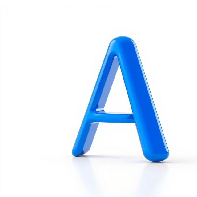 A 3D rotating letter 'A' in vibrant blue color, smoothly animated to showcase its rotation from various angles, set against a clean white background for high contrast