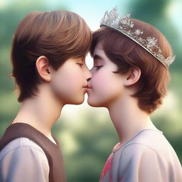 A high-quality, realistic digital art piece captures a tender moment between a British girl and an Australian boy, both appearing around 14 years old