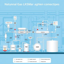 A detailed schematic illustration of the natural gas liquefaction process using the KSMR method