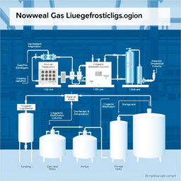 A detailed schematic illustration of the natural gas liquefaction process using the KSMR method