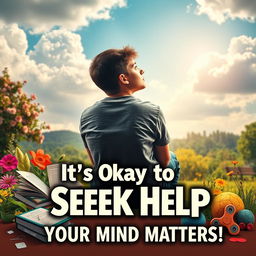 A powerful and emotionally gripping solo poster focused on mental health advocacy specifically aimed at preventing mental disorders in teenagers