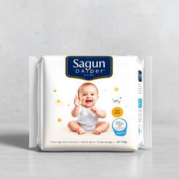A premium package design for 'Sagun Daiper', featuring unique and eye-catching elements that convey luxury and high quality