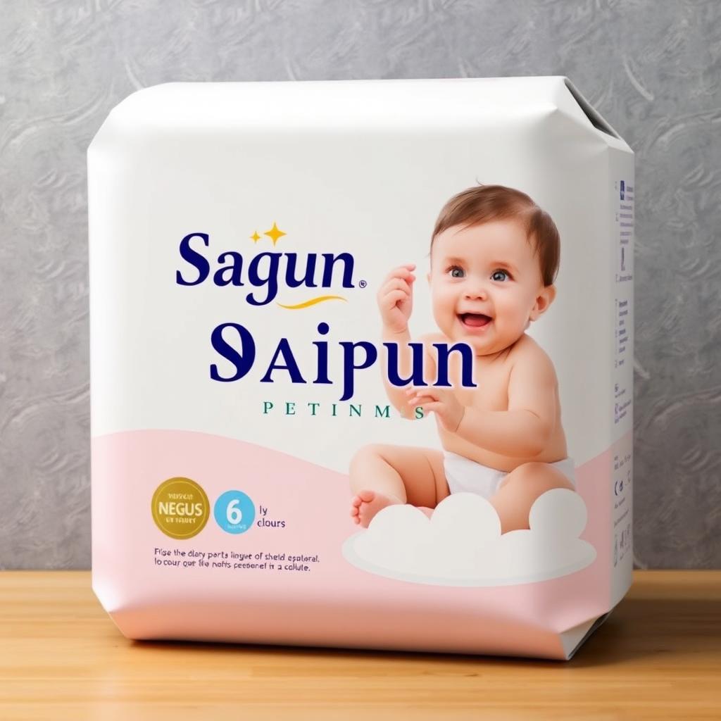 A premium package design for 'Sagun Daiper', featuring unique and eye-catching elements that convey luxury and high quality