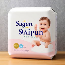 A premium package design for 'Sagun Daiper', featuring unique and eye-catching elements that convey luxury and high quality