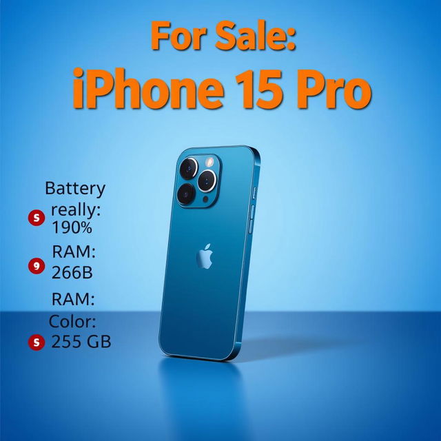 An advertisement poster for the iPhone 15 Pro, featuring a sleek and modern design that highlights the product