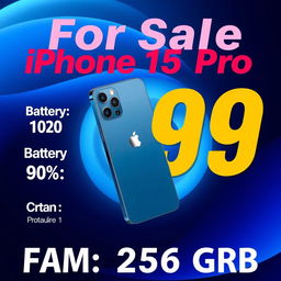 An advertisement poster for the iPhone 15 Pro, featuring a sleek and modern design that highlights the product