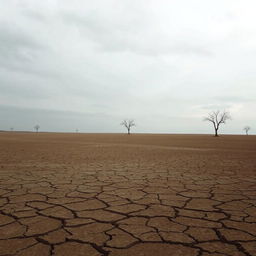 An abstract representation of emptiness and stillness, featuring a vast, desolate landscape under a muted, cloudy sky