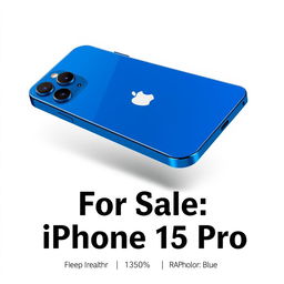 An advertisement poster featuring the iPhone 15 Pro, prominently displayed in the center with a sleek design
