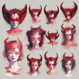 A series of high-quality digital art images depict the narrative of a girl's transformation into a demon