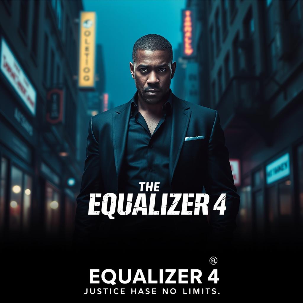 A thrilling teaser poster for 'The Equalizer 4' featuring Denzel Washington as the lead character