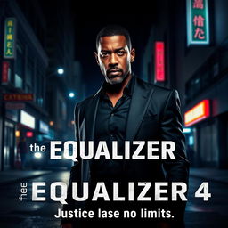 A thrilling teaser poster for 'The Equalizer 4' featuring Denzel Washington as the lead character
