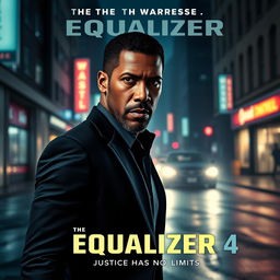 A thrilling teaser poster for 'The Equalizer 4' featuring Denzel Washington as the lead character