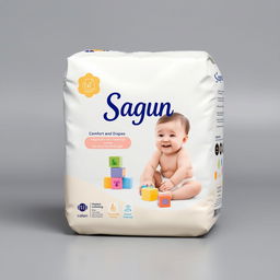A premium and unique package design featuring the product 'Sagun Diaper'