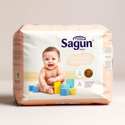 A premium and unique package design featuring the product 'Sagun Diaper'